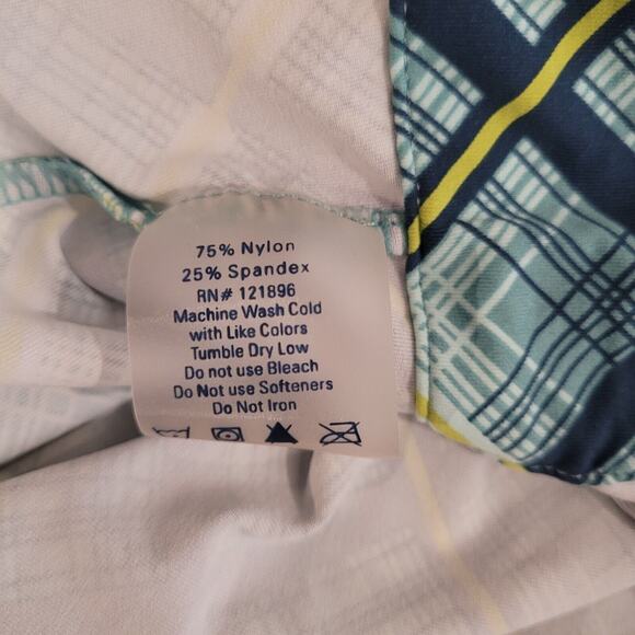 Title Nine Racerback Dress Womens Medium Geometric Plaid Active Blue Swim Cover - Picture 5 of 7